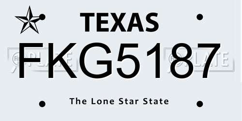 FKG5187 Texas License Plate