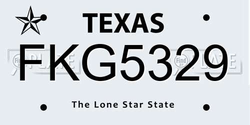 FKG5329 Texas License Plate