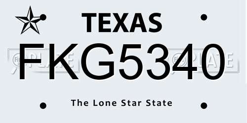 FKG5340 Texas License Plate