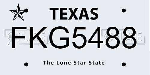 FKG5488 Texas License Plate