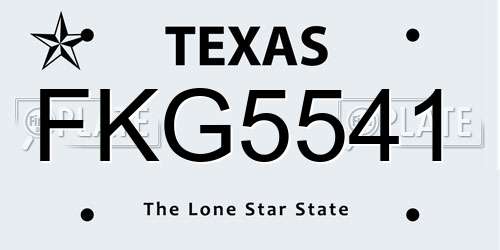FKG5541 Texas License Plate