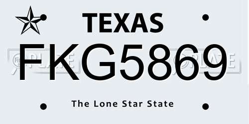 FKG5869 Texas License Plate
