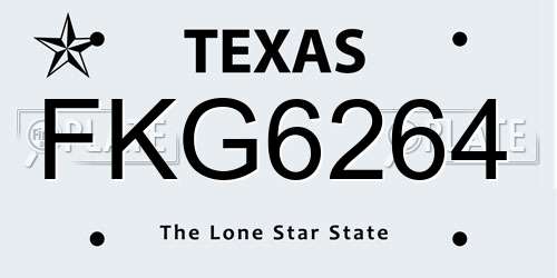 FKG6264 Texas License Plate