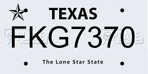 FKG7370 Texas License Plate