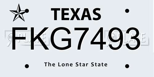 FKG7493 Texas License Plate
