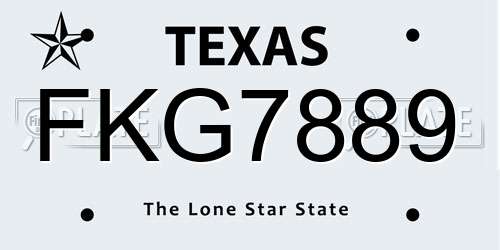 FKG7889 Texas License Plate