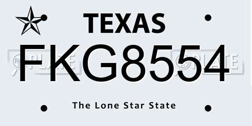 FKG8554 Texas License Plate