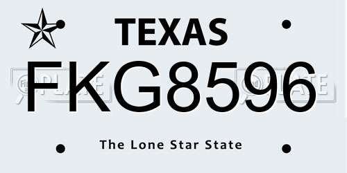 FKG8596 Texas License Plate