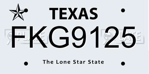 FKG9125 Texas License Plate