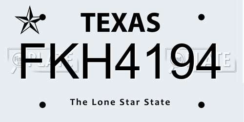 FKH4194 Texas License Plate