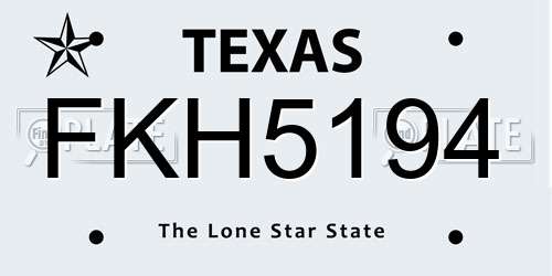 FKH5194 Texas License Plate