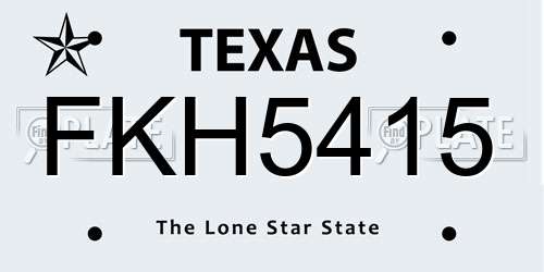 FKH5415 Texas License Plate