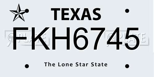 FKH6745 Texas License Plate