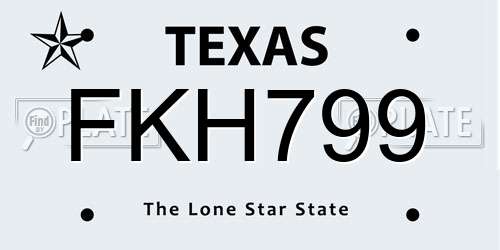 FKH799 Texas License Plate