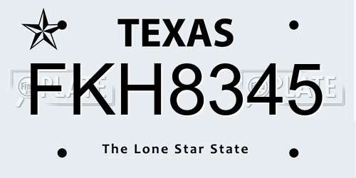 FKH8345 Texas License Plate
