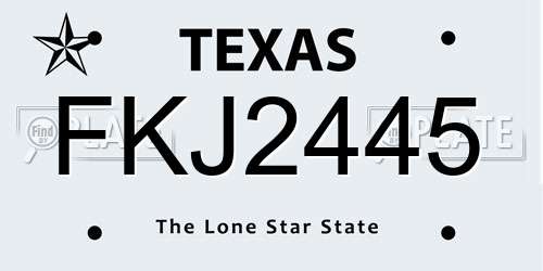 FKJ2445 Texas License Plate