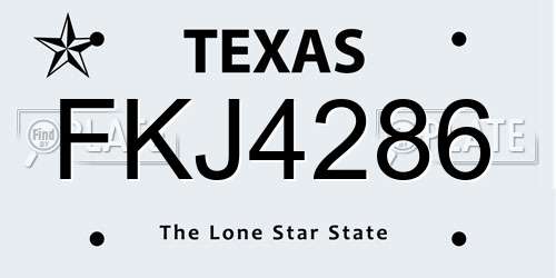 FKJ4286 Texas License Plate