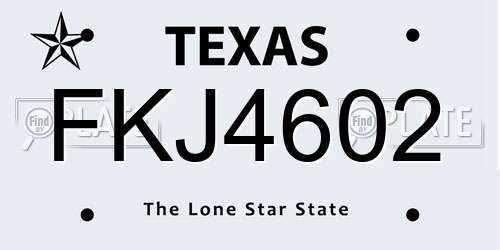 FKJ4602 Texas License Plate