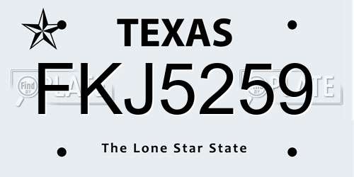 FKJ5259 Texas License Plate