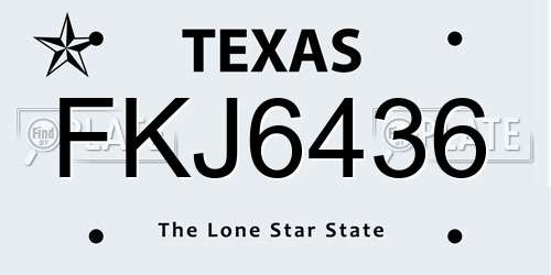 FKJ6436 Texas License Plate