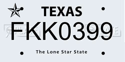 FKK0399 Texas License Plate