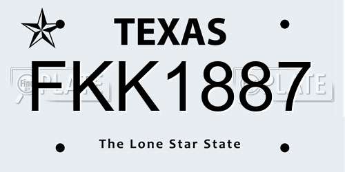 FKK1887 Texas License Plate