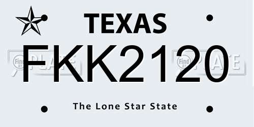 FKK2120 Texas License Plate