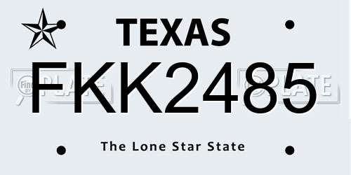 FKK2485 Texas License Plate
