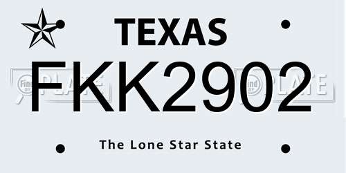 FKK2902 Texas License Plate