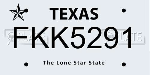 FKK5291 Texas License Plate