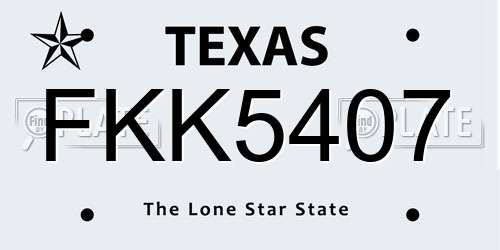 FKK5407 Texas License Plate