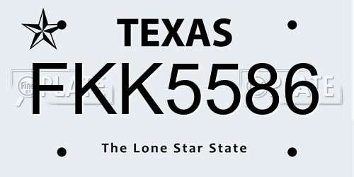 FKK5586 Texas License Plate