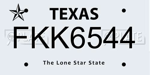 FKK6544 Texas License Plate