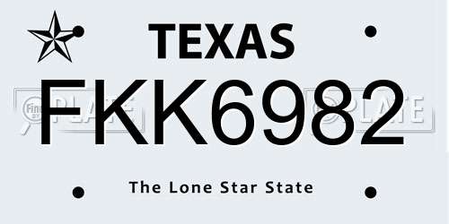 FKK6982 Texas License Plate