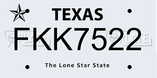 FKK7522 Texas License Plate
