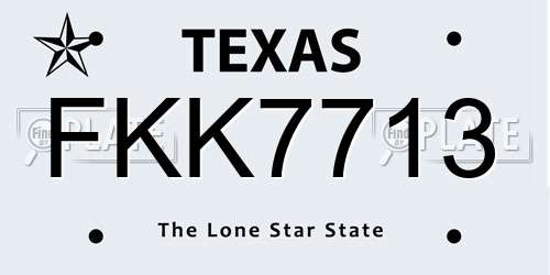 FKK7713 Texas License Plate