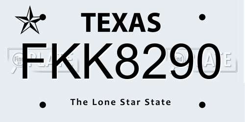 FKK8290 Texas License Plate