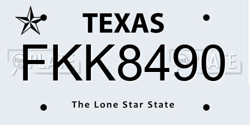 FKK8490 Texas License Plate