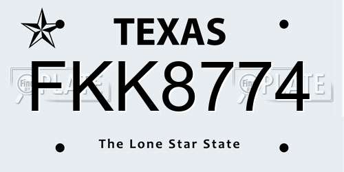 FKK8774 Texas License Plate