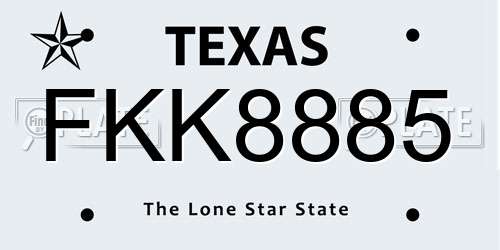 FKK8885 Texas License Plate
