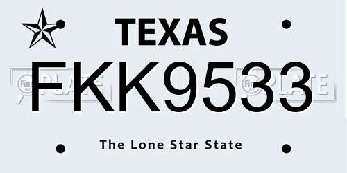 FKK9533 Texas License Plate