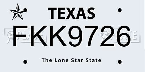 FKK9726 Texas License Plate