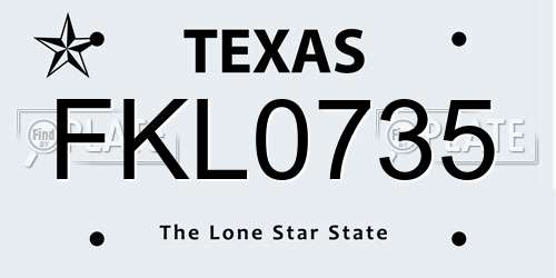 FKL0735 Texas License Plate