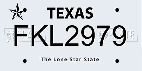 FKL2979 Texas License Plate
