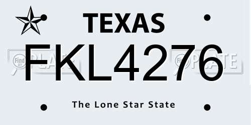 FKL4276 Texas License Plate