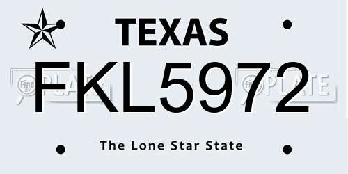 FKL5972 Texas License Plate