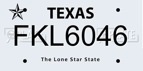 FKL6046 Texas License Plate