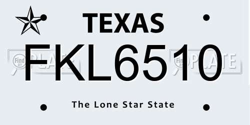 FKL6510 Texas License Plate