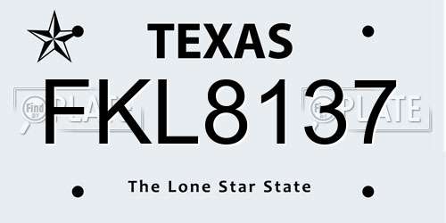 FKL8137 Texas License Plate