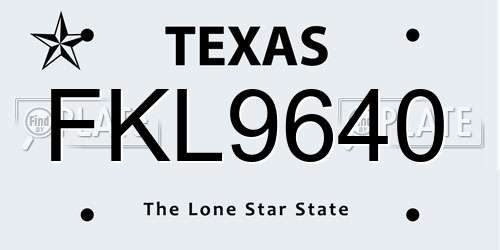 FKL9640 Texas License Plate
